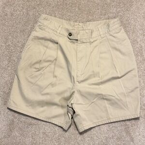 Vtg Hugo Boss Chino Shorts Mens 33 Tan Khaki Pleated Cotton Twill Casual 90's